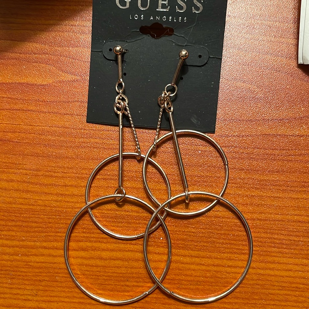 Nwt Guess Double Pendulum Earrings Gold